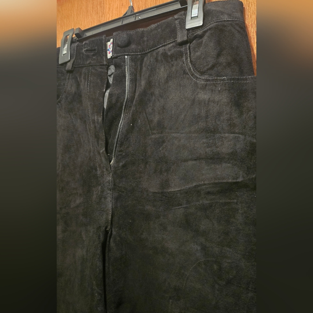 Mixed Blues Genuine Suede Straight Leg Pants Lined NWOT Never Worn Vintage Sz7 - Picture 5 of 11